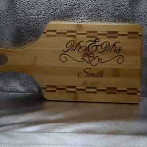 Paddle Shaped Bamboo Cutting Board with Butcher Block Inlay